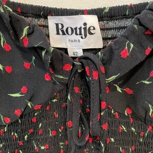 Rouje Black Cherry-Print Midi Slip Dress 10-12